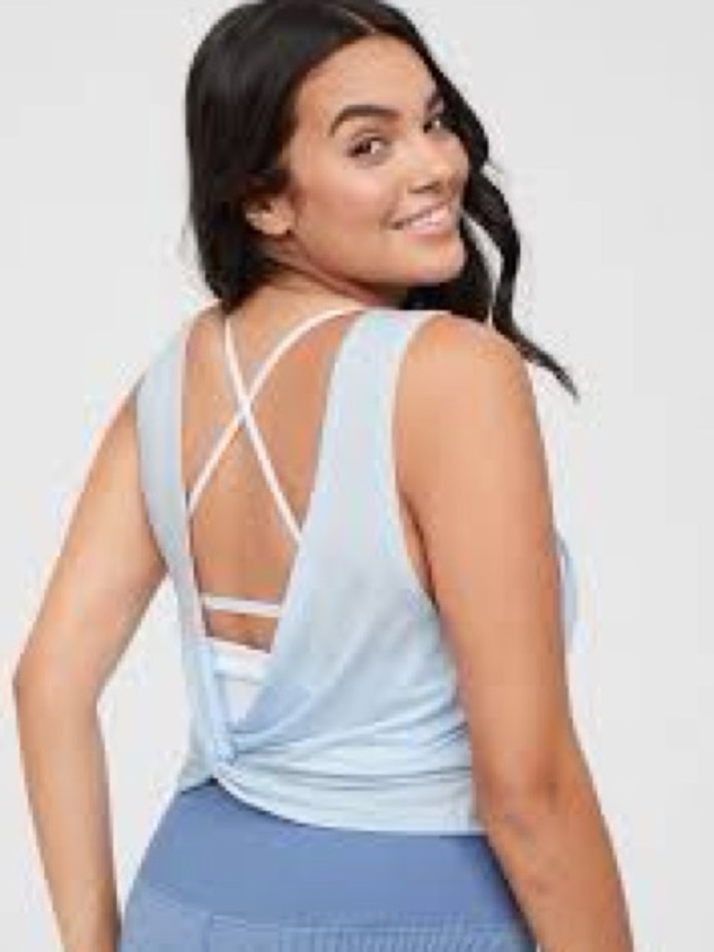 aerie Light Blue Twist-Back Tank with Strappy Back